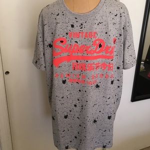 Vintage SuperDry Premium Goods Gray and Black T- Shirt Fits Large/XL